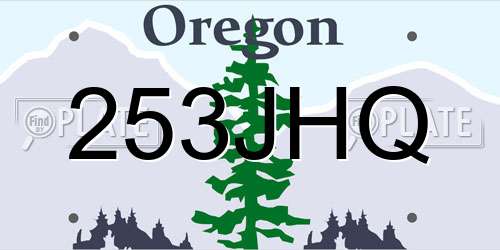 253JHQ Oregon License Plate