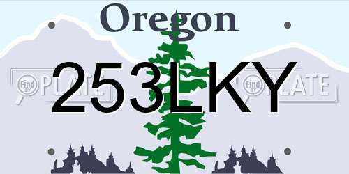 253LKY Oregon License Plate