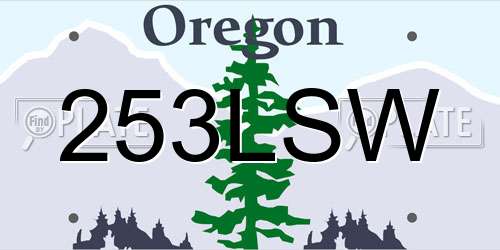 253LSW Oregon License Plate