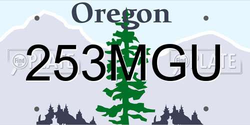 253MGU Oregon License Plate