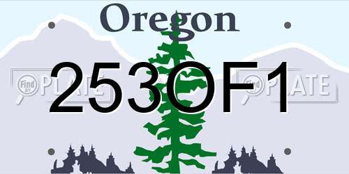 253OF1 Oregon License Plate