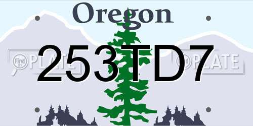 253TD7 Oregon License Plate