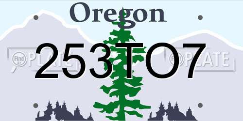 253TO7 Oregon License Plate