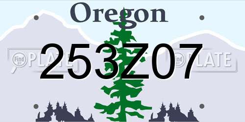 253Z07 Oregon License Plate