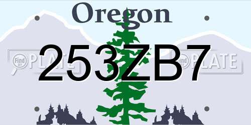 253ZB7 Oregon License Plate