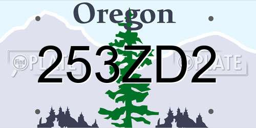 253ZD2 Oregon License Plate