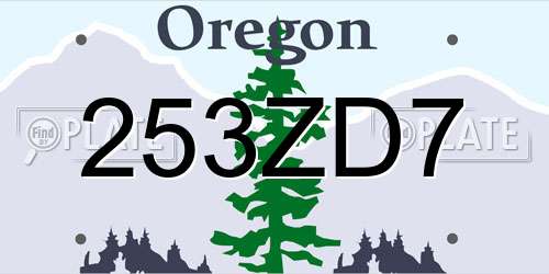 253ZD7 Oregon License Plate