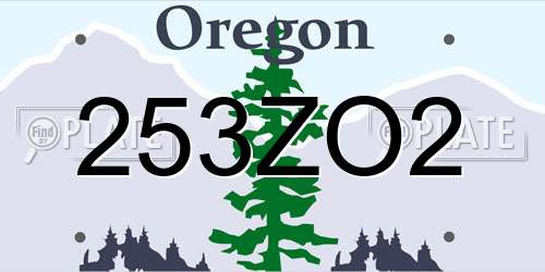 253ZO2 Oregon License Plate