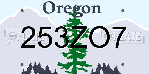 253ZO7 Oregon License Plate