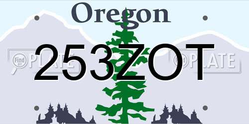 253ZOT Oregon License Plate