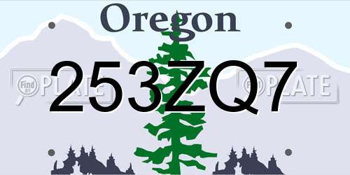 253ZQ7 Oregon License Plate