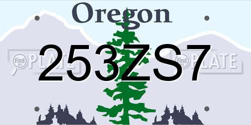 253ZS7 Oregon License Plate