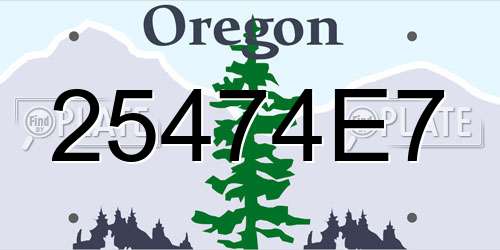 25474E7 Oregon License Plate