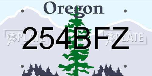 254BFZ Oregon License Plate