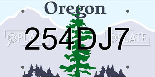 254DJ7 Oregon License Plate