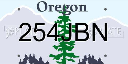 254JBN Oregon License Plate