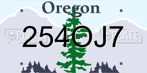 254OJ7 Oregon License Plate