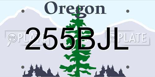 255BJL Oregon License Plate