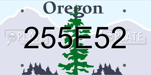 255E52 Oregon License Plate