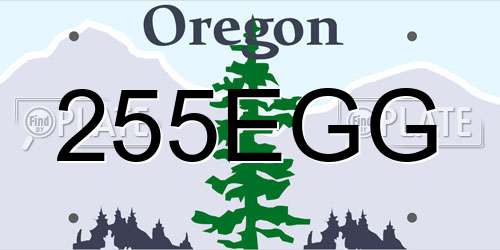 255EGG Oregon License Plate