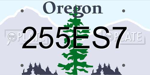 255ES7 Oregon License Plate