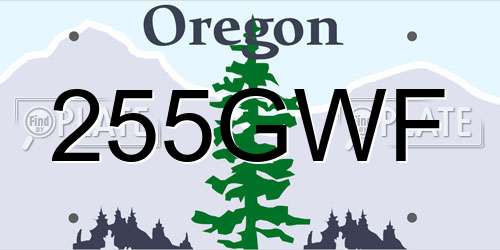 255GWF Oregon License Plate