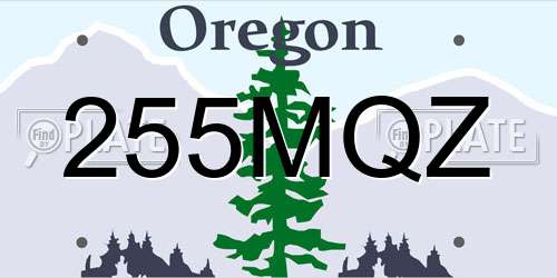 255MQZ Oregon License Plate