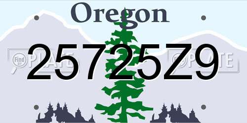 25725Z9 Oregon License Plate
