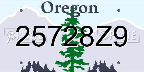 25728Z9 Oregon License Plate