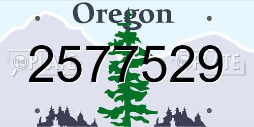 2577529 Oregon License Plate