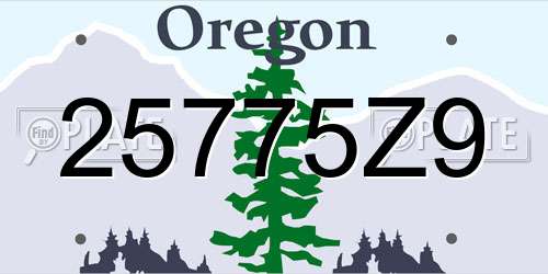 25775Z9 Oregon License Plate