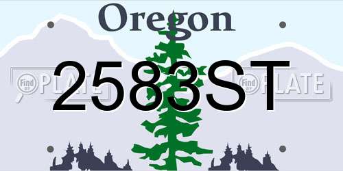 2583ST Oregon License Plate