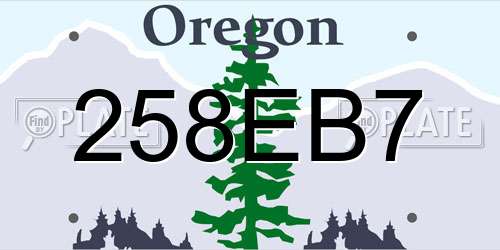 258EB7 Oregon License Plate