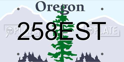 258EST Oregon License Plate