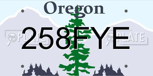 258FYE Oregon License Plate