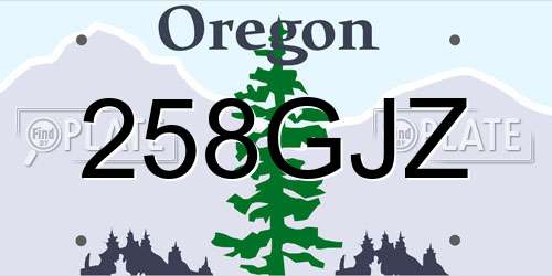 258GJZ Oregon License Plate