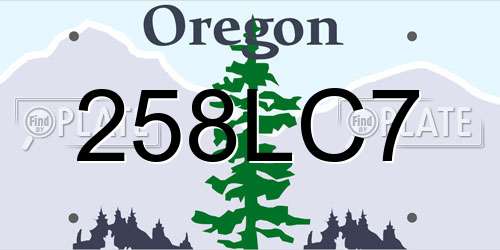 258LC7 Oregon License Plate