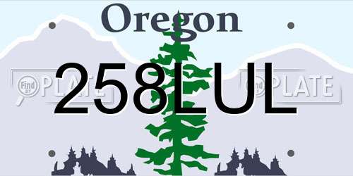 258LUL Oregon License Plate