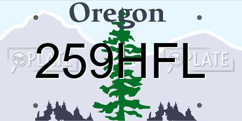 259HFL Oregon License Plate