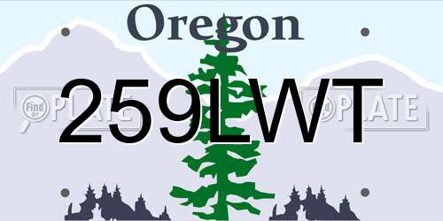259LWT Oregon License Plate