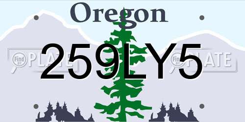 259LY5 Oregon License Plate