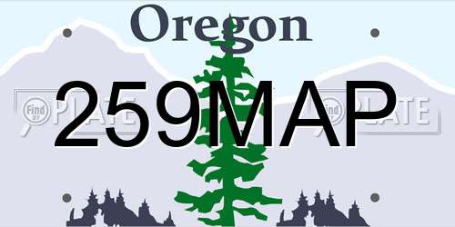 259MAP Oregon License Plate