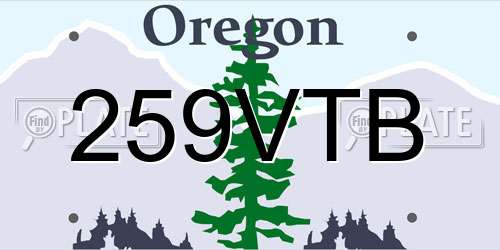 259VTB Oregon License Plate