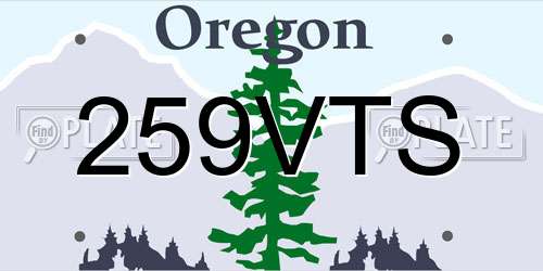 259VTS Oregon License Plate