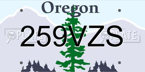 259VZS Oregon License Plate