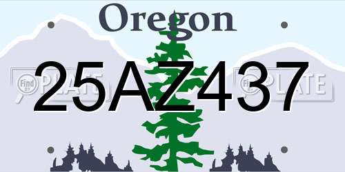 25AZ437 Oregon License Plate