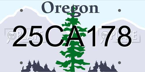25CA178 Oregon License Plate