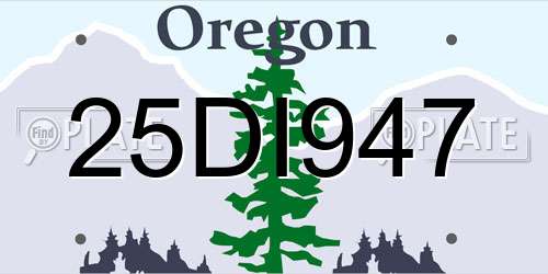 25DI947 Oregon License Plate