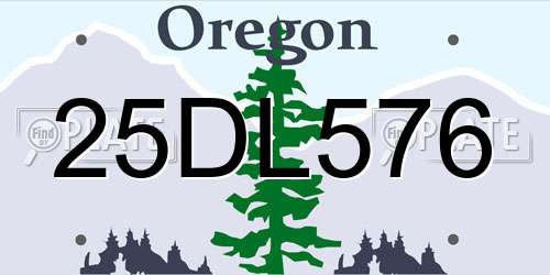 25DL576 Oregon License Plate