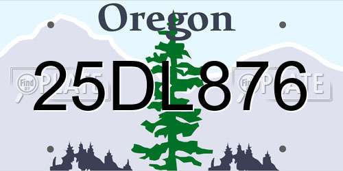 25DL876 Oregon License Plate